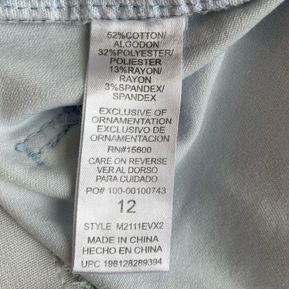 MAC AND ME Jeans Pants Jeggings Leggings Blue Gray Camo 5-Button Fly Hem Small - Picture 12 of 16